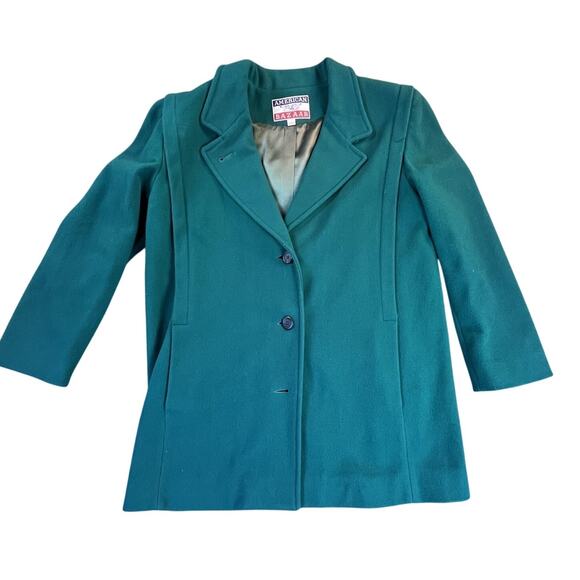 Vintage Teal Wool Coat by American Bazaar Size 14 Made in USA - Picture 1 of 16